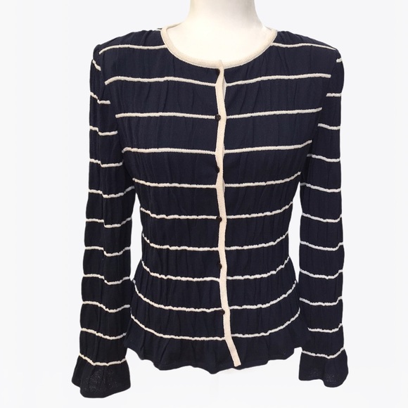 St. John 56% Wool Striped Cardigan and Top Set - S - Picture 8 of 17